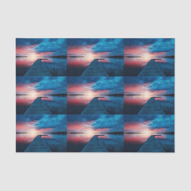 Beautiful Sunset on a Calm Lake Pattern Tissue Paper (Front)