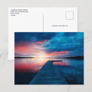 Beautiful Sunset on a Calm Lake Postcard