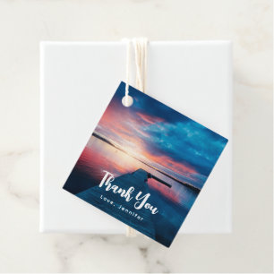 Beautiful Sunset on a Calm Lake Thank You Favour Tags