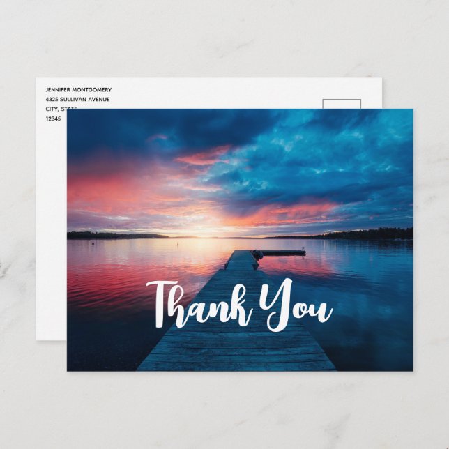 Beautiful Sunset on a Calm Lake Thank You Postcard (Front/Back)
