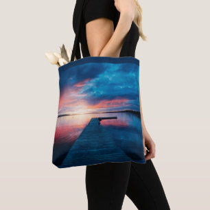 Beautiful Sunset on a Calm Lake Tote Bag