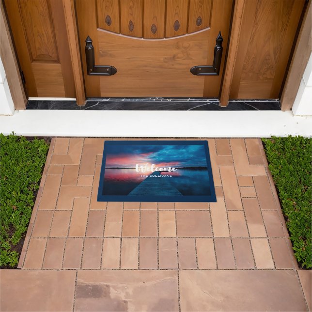 Beautiful Sunset on a Calm Lake Welcome Doormat (Outdoor)