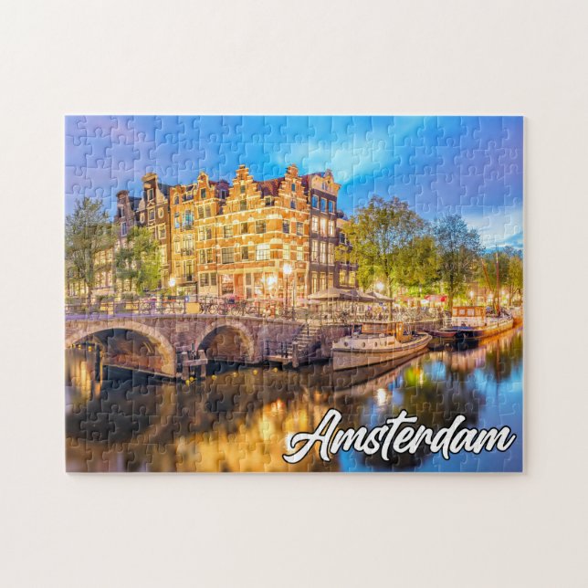 Beautiful Sunset Over Amsterdam, Netherlands Jigsaw Puzzle (Horizontal)