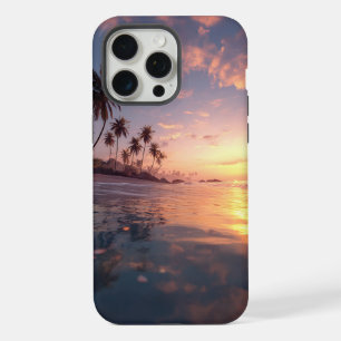 Beautiful sunset over calm water iPhone 15 pro max case