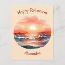 Beautiful Sunset Over Ocean Waves Retirement