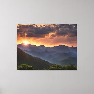 Beautiful Sunset Over The Mountains Canvas Print