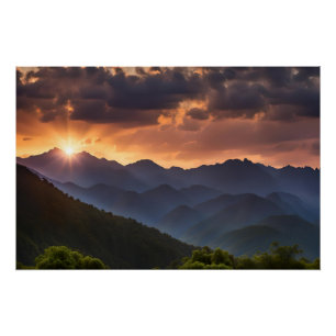 Beautiful Sunset Over The Mountains Poster