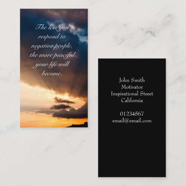 Beautiful sunset rays of hope Motivational quote Business Card (Front/Back)