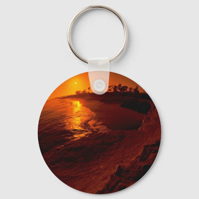 Beautiful Sunset: Santa Barbara, California Key Ring (Front)