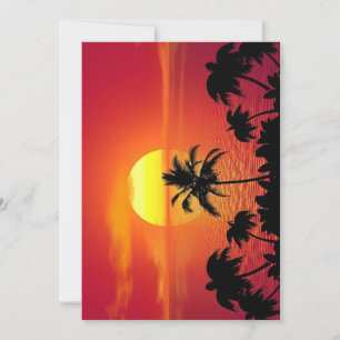 Beautiful Sunset Scene Palm Trees Bright Cool Holiday Card