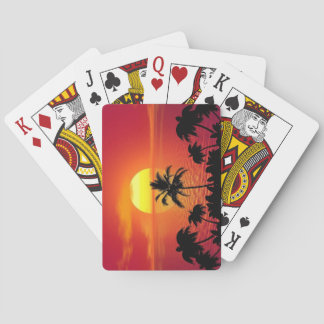 Beautiful Sunset Scene Palm Trees Bright Cool Playing Cards