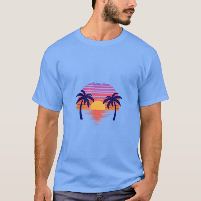 Beautiful sunset scene with palm trees T-Shirt (Front)