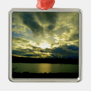 Beautiful Sunset Scenic Landscape Photographic Art Metal Tree Decoration