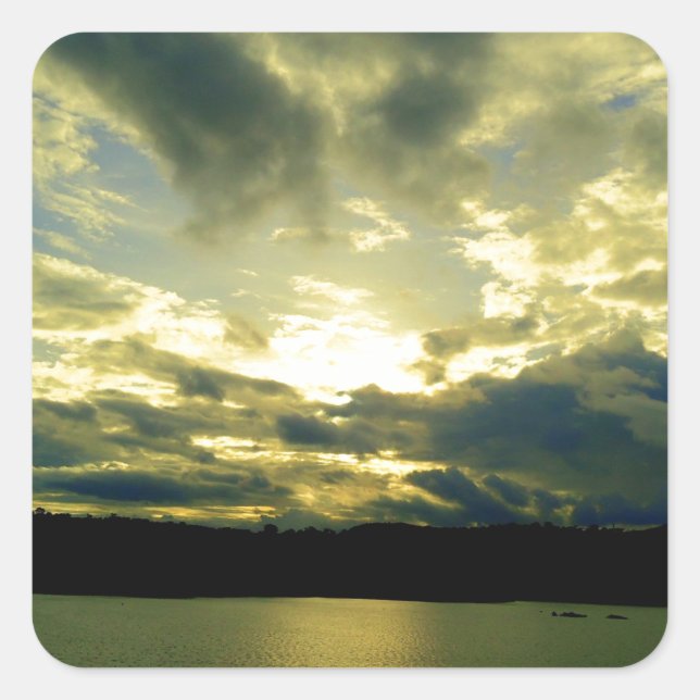 Beautiful Sunset Scenic Landscape Photographic Art Square Sticker (Front)