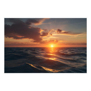 Beautiful sunset sea photo print