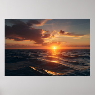 Beautiful sunset sea poster