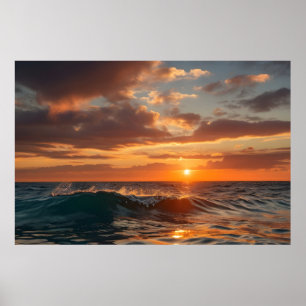 Beautiful sunset sea poster