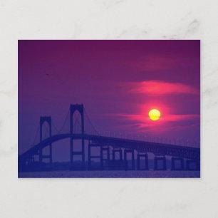 Beautiful Sunset: Sun setting over a bridge, Newpo Postcard