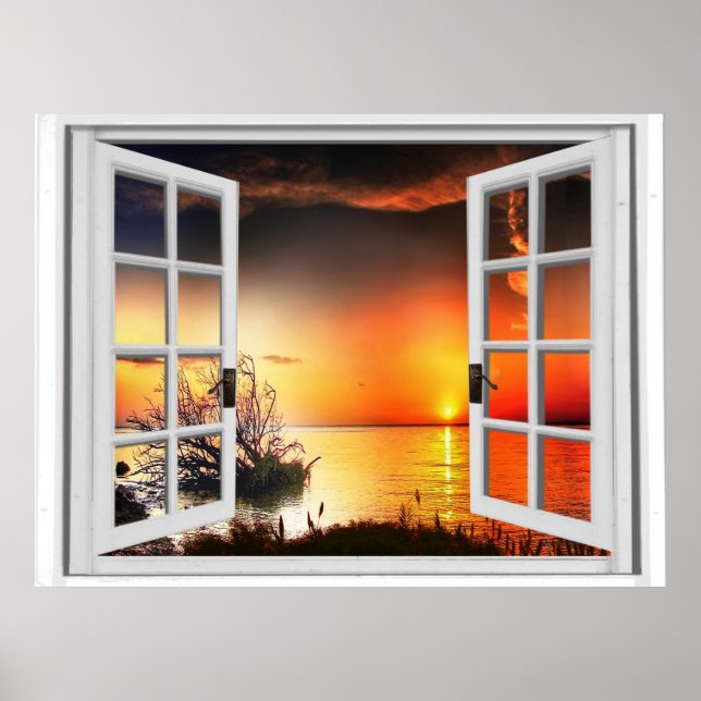 Beautiful Sunset View Fake Window Poster (Front)
