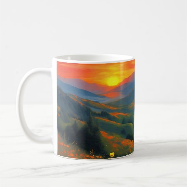 Beautiful Sunset View Girl Scenery  Coffee Mug (Left)