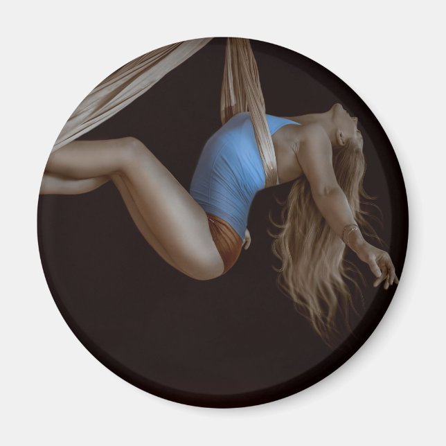 Beautiful Suspended Aerial Silk Performer Magnet (Front)