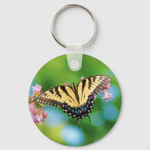 Beautiful Swallowtail butterfly on pretty flowers  Key Ring