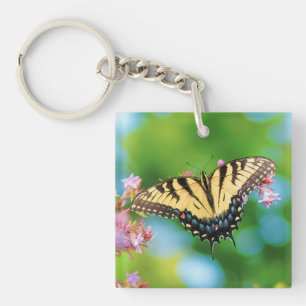 Beautiful Swallowtail butterfly on pretty flowers Key Ring