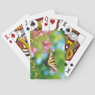 Beautiful Swallowtail butterfly on pretty flowers Playing Cards