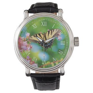 Beautiful Swallowtail butterfly on pretty flowers Watch