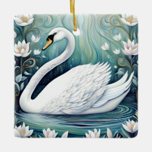 Beautiful Swan Ceramic Ornament