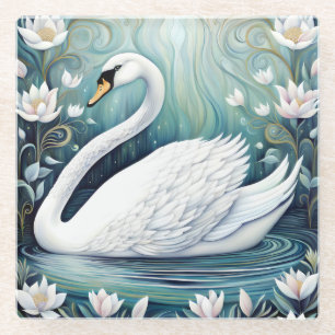 Beautiful Swan Glass Coaster
