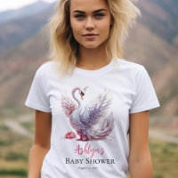 Beautiful Swan Pink Floral Girl Baby Shower