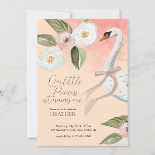 Beautiful Swan Princess Enchanted First Birthday  Invitation