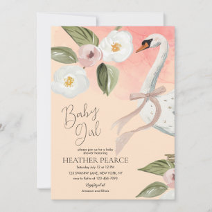 Beautiful Swan Princess Enchanted Girl Baby Shower Invitation