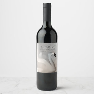 Beautiful Swan White & Silver Elegant Custom Wine Label