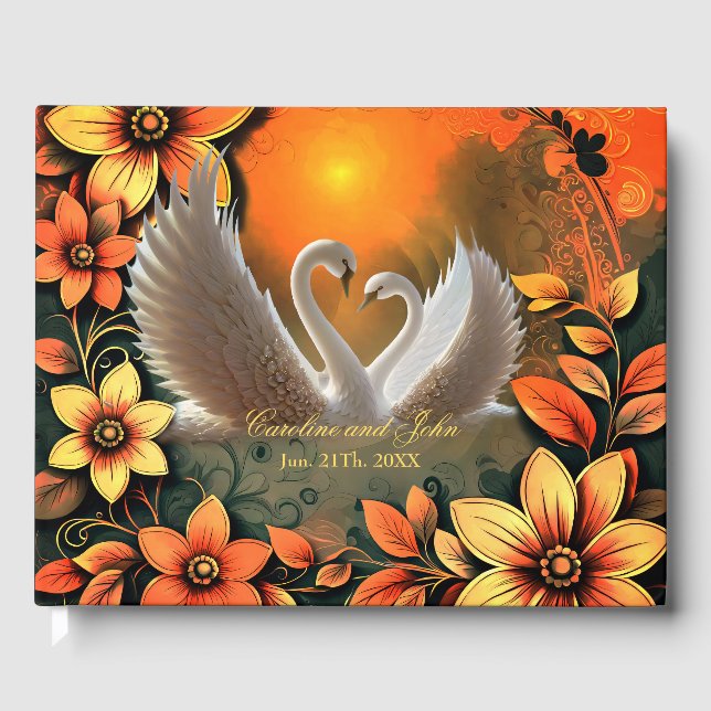 Beautiful swans in love.  guest book (Front)