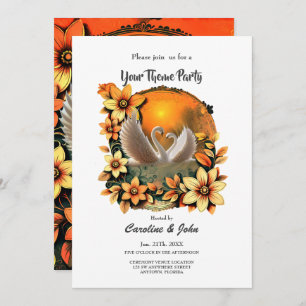 Beautiful swans in love. invitation