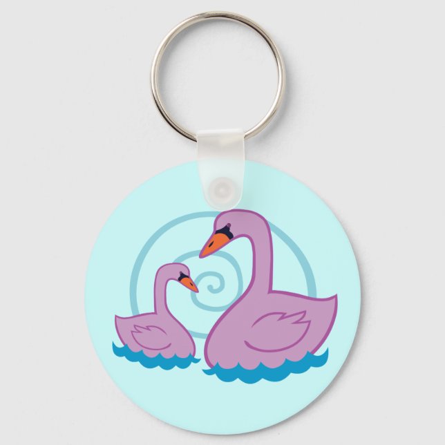 Beautiful Swans Key Ring (Front)