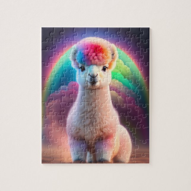 Beautiful Sweet Colourful Cute Fluffy Little Alpac Jigsaw Puzzle (Vertical)