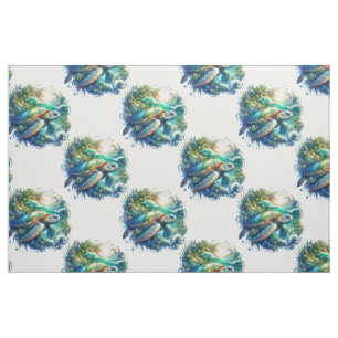 Beautiful Swimming Sea Turtle Fabric