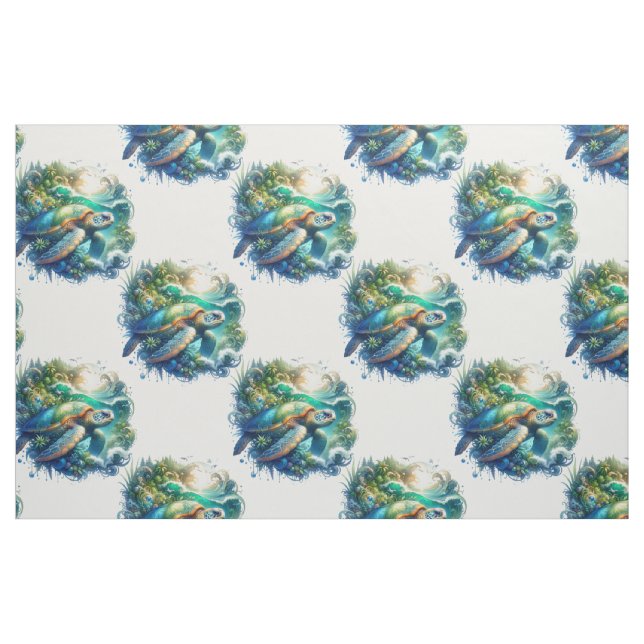 Beautiful Swimming Sea Turtle Fabric (Fat Quarter)