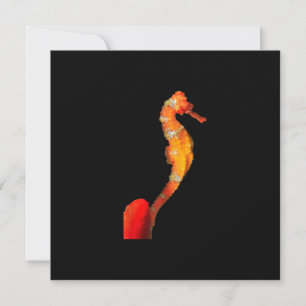 Beautiful Swimming Seahorse Figure On Front Invitation