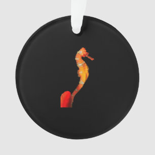 Beautiful Swimming Seahorse Figure On Front Ornament