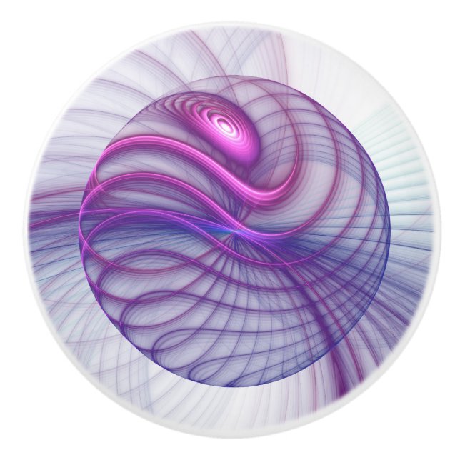 Beautiful Swing Modern Abstract Fractal Art Pink Ceramic Knob (Front)