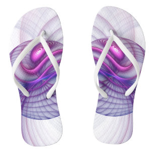 Beautiful Swing Modern Abstract Fractal Art Pink Jandals