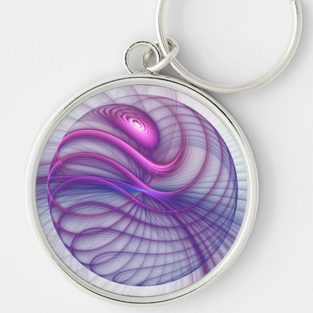 Beautiful Swing Modern Abstract Fractal Art Pink Key Ring (Front)