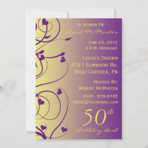 Beautiful Swirls 50th Birthday Invitation