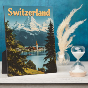 Beautiful Switzerland Swiss Alps Scenic Mountains Plaque