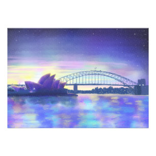 Beautiful Sydney Harbour watercolor Sunset Photo Print