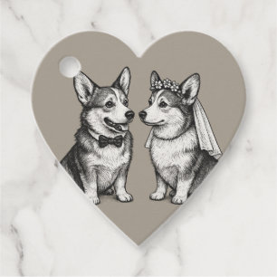 Beautiful Taupe - Whimsical Corgi Wedding  Favour Tags